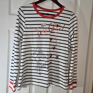 Disney | Paris Minnie Mouse Striped Long Sleeve Top NWT | Medium| 100% Cotton